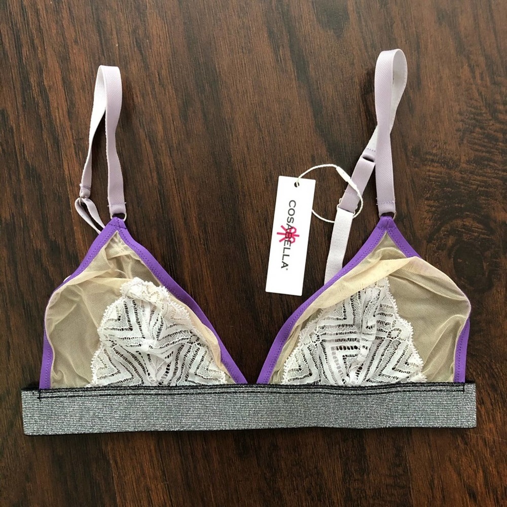 Cosabella Bisou Bralette in Almond / Lilac Lurex